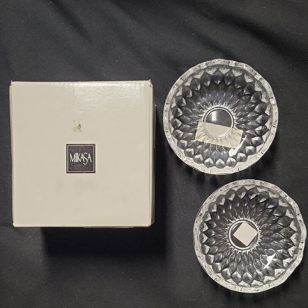 Mikasa Black and Clear Crystal Bowls - 3.5"